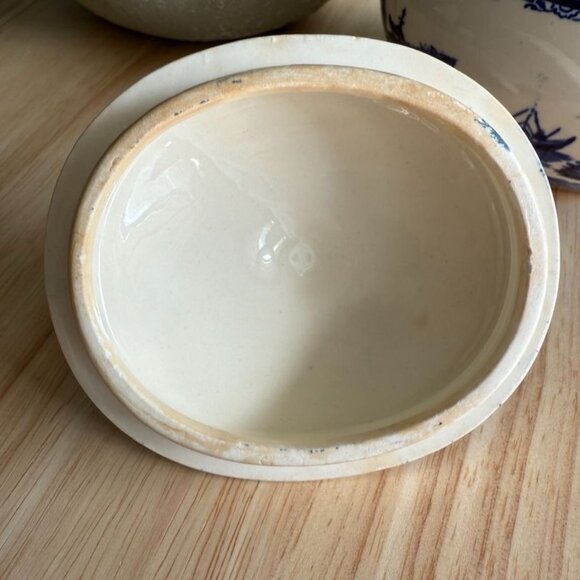 Vintage Blue & White Willow Pattern Lidded Sugar Bowl Pagoda - Picture 7 of 10